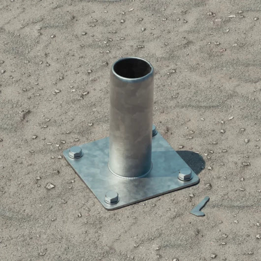 Surface Mount Sleeve / Flange for Sign Post – Base Plate Bolted Footing