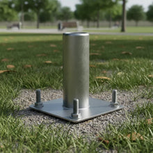 Load image into Gallery viewer, Surface Mount Sleeve / Flange for Sign Post – Base Plate Bolted Footing