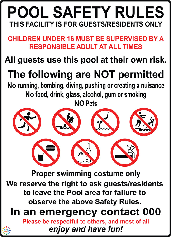 Pool Safety Rules Sign