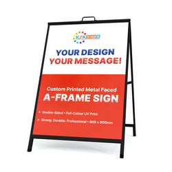 Custom Metal Faced A-Frame Sign - 900mm H x 600mm W (Portrait)
