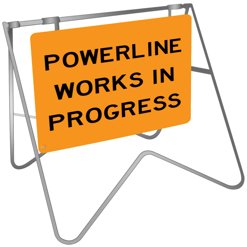 Powerline Works In Progress - Swing Stand & Sign | K2K Signs Australia