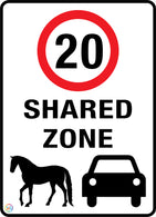 Shared Zone 20 kph Sign