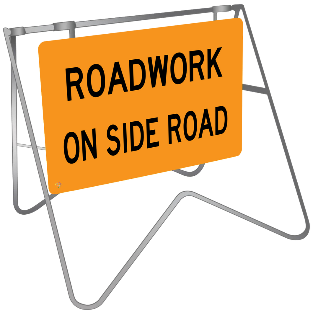 Roadwork On Side Road - Swing Stand & Sign