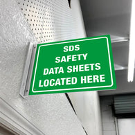 SDS Safety Data Sheets Located Here – Double-Sided Wall Sign