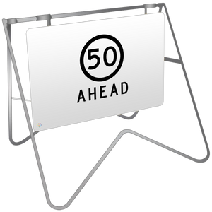 Swing Stand & Sign – 50KM Speed Ahead