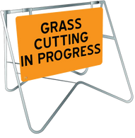 Swing Stand & Sign – Grass Cutting In Progress