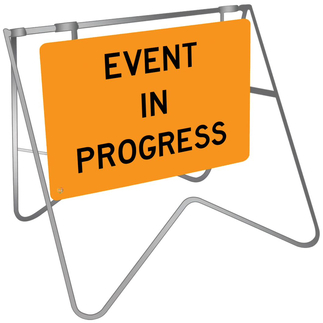 Swing Stand & Sign – Event In Progress