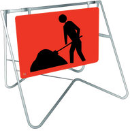 Swing Stand & Sign – Symbolic Worker - Workman Ahead