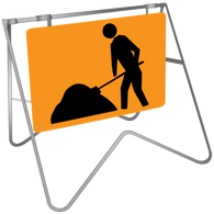 Swing Stand & Sign –  Symbolic Worker - Workman Ahead