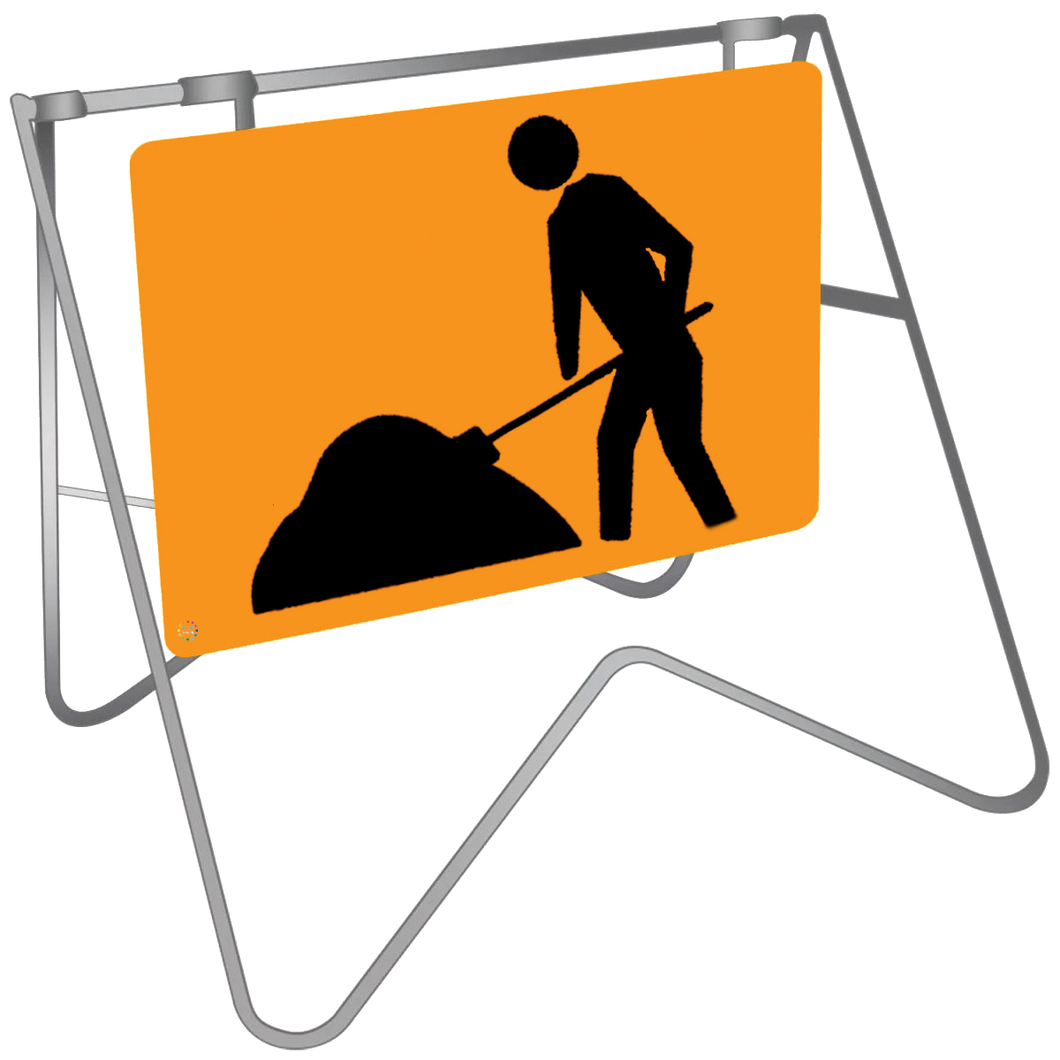 Swing Stand & Sign –  Symbolic Worker - Workman Ahead