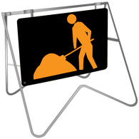 Swing Stand & Sign – Symbolic Worker - Workman Ahead