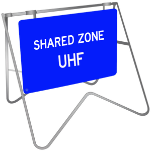 Share Area. Sign Shared Zone UHF - Swing Stand & Sign | K2K Signs Australia