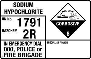 Sodium Hypochlorite UN 1791 Hazchem Safety Sign