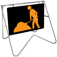 Symbolic Worker  Workman Ahead - Swing Stand & Sign
