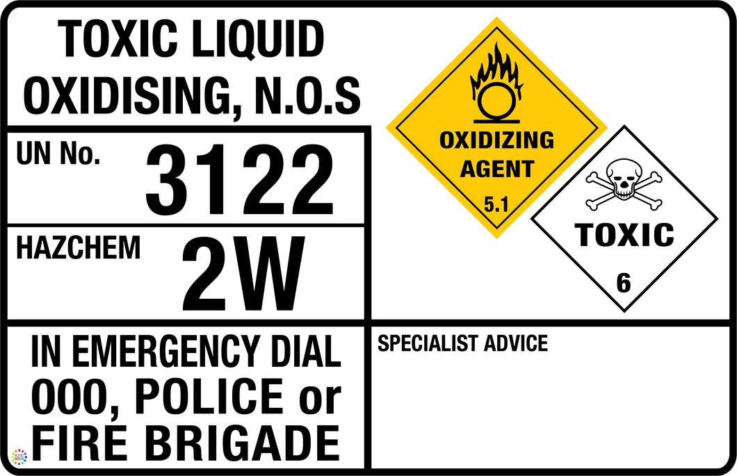 Toxic Liquid Oxidising, N.O.S (Transport Panel/Sign)