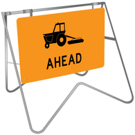 Tractor Grass Mowing Slashing Ahead Sign - Swing Stand & Sign 