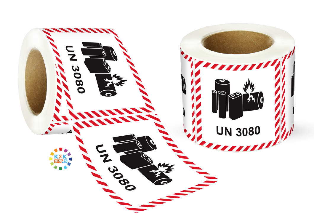 Lithium Battery Mark Labels UN 3080 - 120mm (W) x 110mm (H) Label Roll