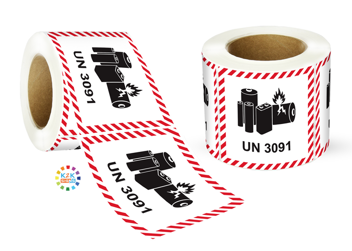 Lithium Battery Mark Labels UN 3091 - 120mm (W) x 110mm (H) Label Roll