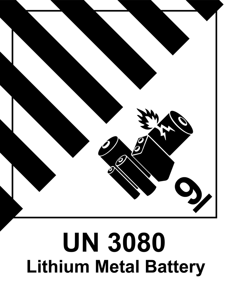 Lithium Metal Battery Mark Labels UN 3080 - 120mm (H) x 110mm (W) Label Roll