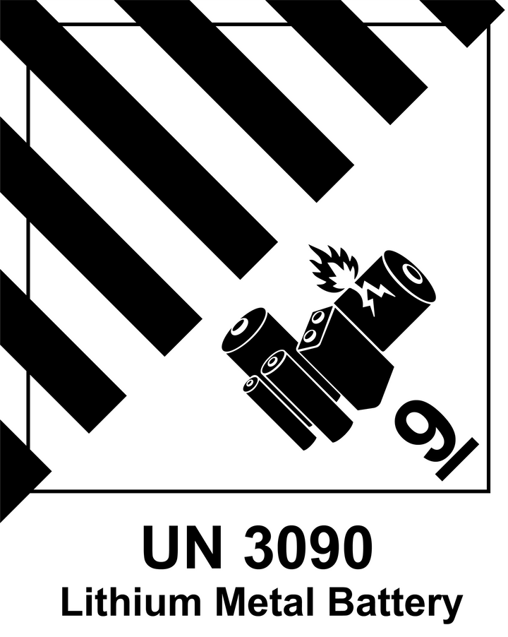 Lithium Metal Battery Mark Labels UN 3090 - 120mm (H) x 110mm (W) Label Roll