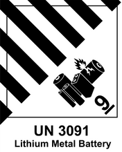 Load image into Gallery viewer, Lithium Metal Battery Mark Labels UN 3091 - 120mm (H) x 110mm (W) Label Roll