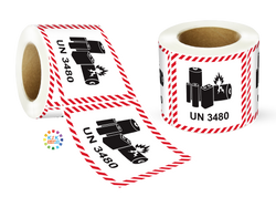 Lithium Battery Mark Labels UN 3480 - 120mm (W) x 110mm (H) Label Roll