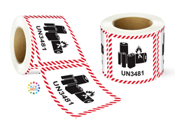 Lithium Battery Mark Labels UN 3481 - 120mm (W) x 110mm (H) Label Roll