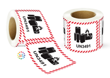 Load image into Gallery viewer, Lithium Battery Mark Labels UN 3491 - 120mm (W) x 110mm (H) Label Roll