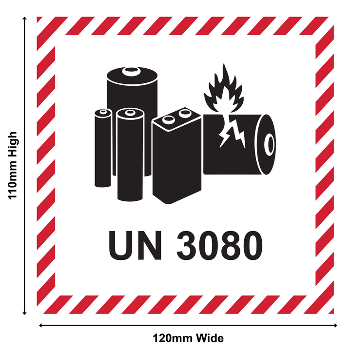 Lithium Battery Mark Labels UN 3080 - 120mm (W) x 110mm (H) Label Roll