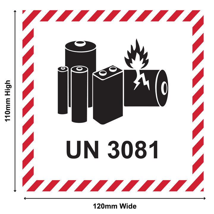 Lithium Battery Mark Labels UN 3081 - 120mm (W) x 110mm (H) Label Roll