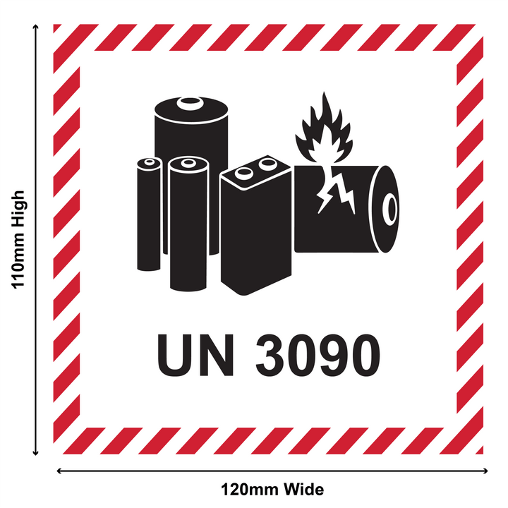 Lithium Battery Mark Labels UN 3090 - 120mm (W) x 110mm (H) Label Roll