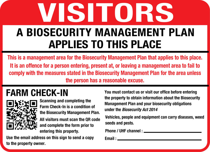 Visitors - Farm Biosecurity Management QR Code Check In Sign | K2K ...