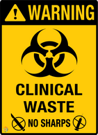 Warning - Clinical Waste No Sharps Sign