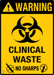 Warning - Clinical Waste No Sharps Sign