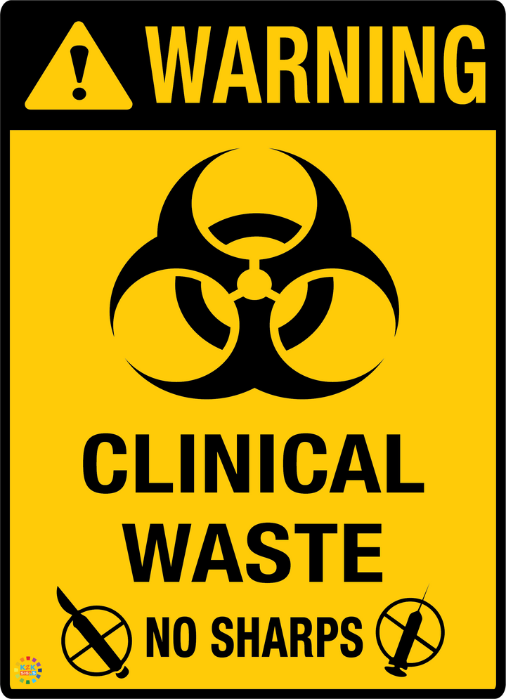 Warning - Clinical Waste No Sharps Sign