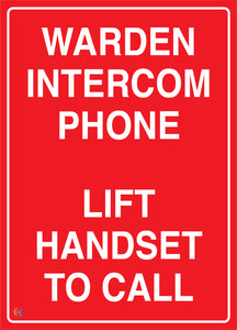 Warden Intercom Phone - Lift Handset To Call Sign