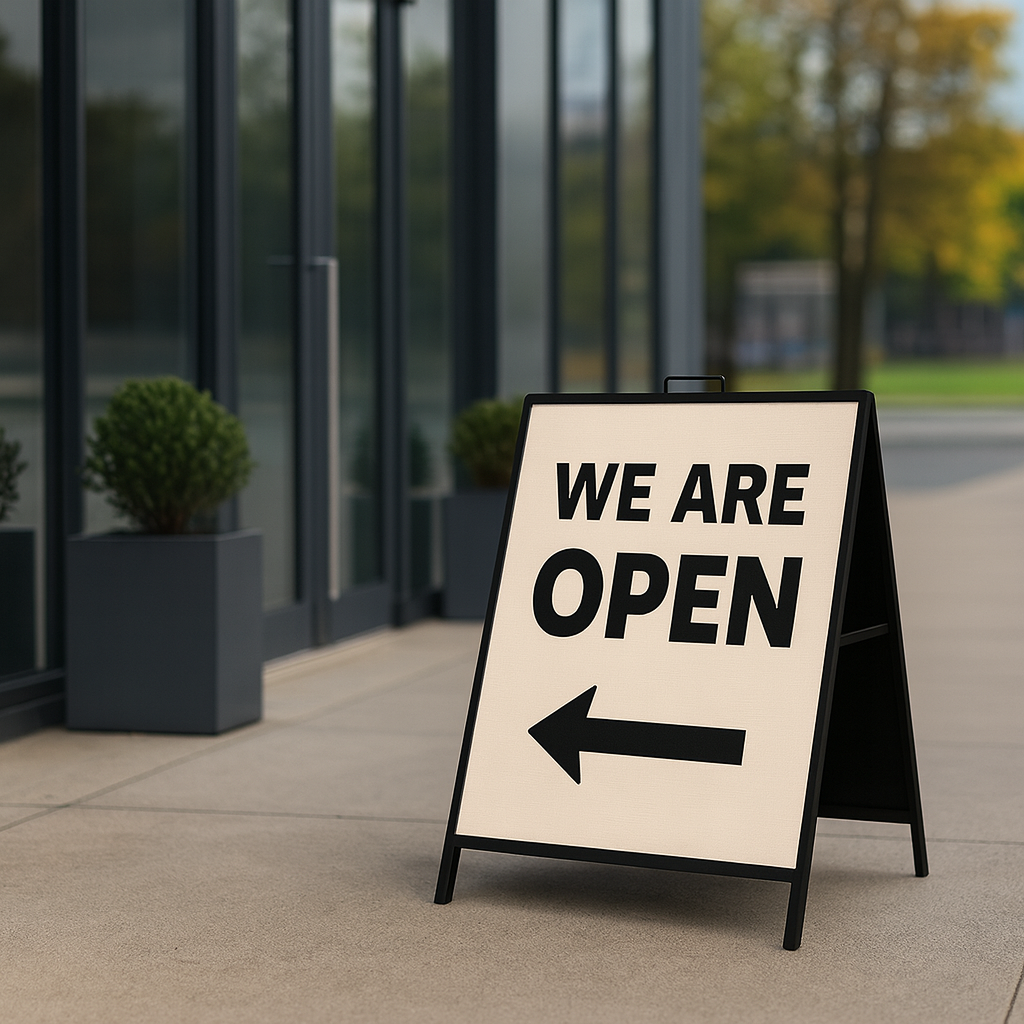 Custom Metal Faced A-Frame Pavement Sign | K2K Signs