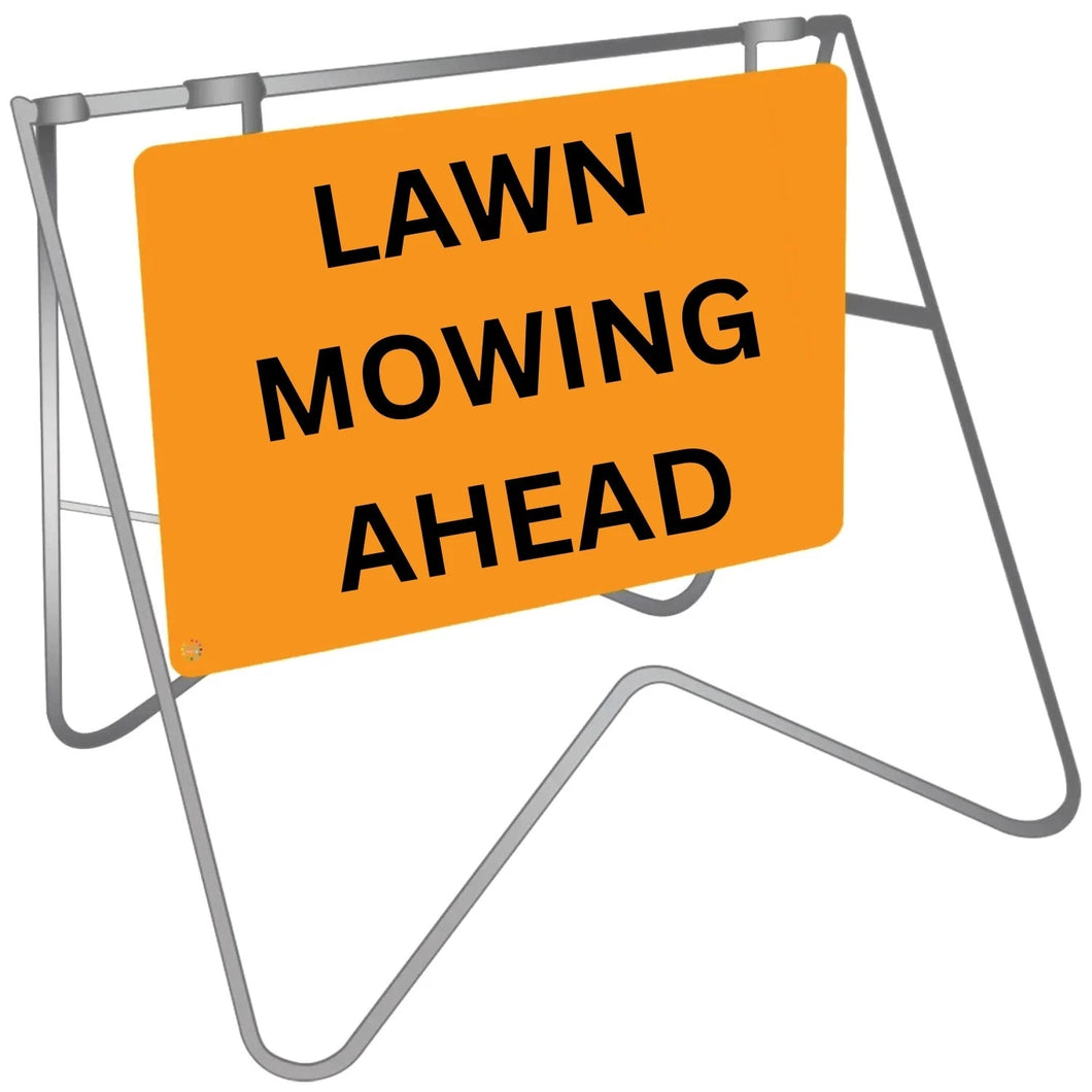 Lawn Mowing Ahead - Swing Stand Sign