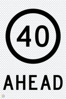 40KM Speed Ahead - Multi Message Temporary Road Traffic Sign
