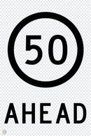50KM Speed Ahead - Multi Message Temporary Road Traffic Sign