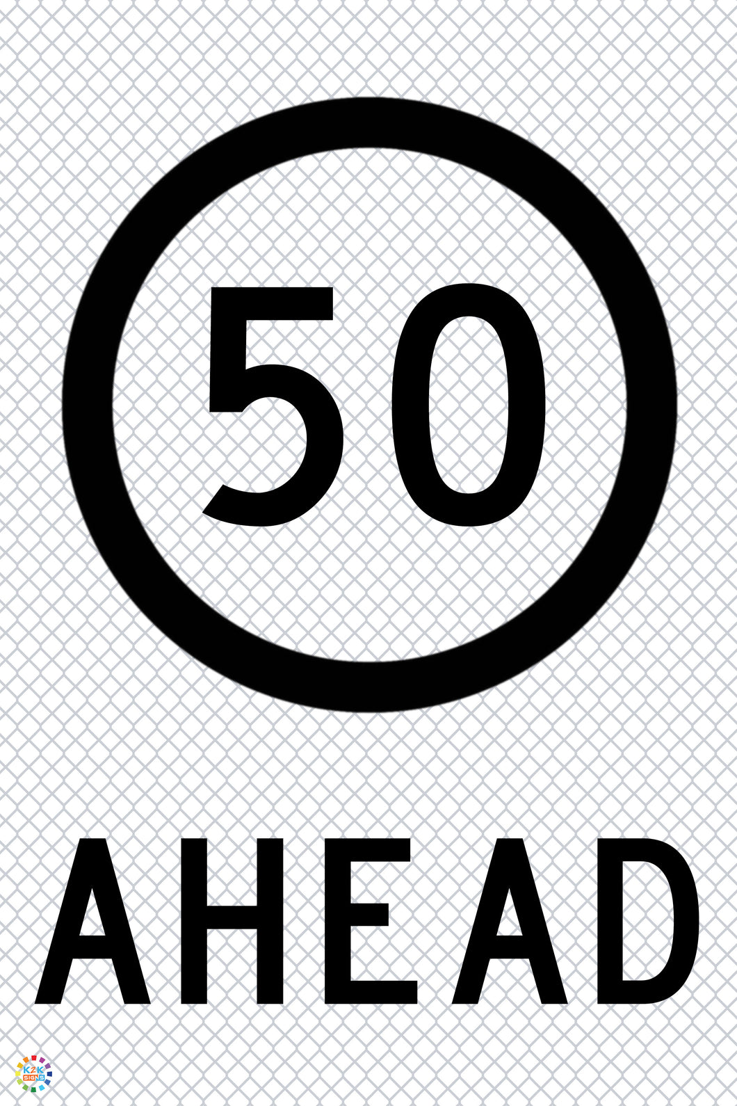 50KM Speed Ahead - Multi Message Temporary Road Traffic Sign