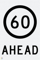 60KM Speed Ahead - Multi Message Temporary Road Traffic Sign