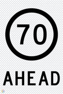 70KM Speed Ahead - Multi Message Temporary Road Traffic Sign