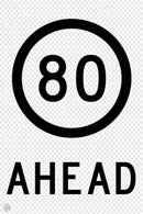 80KM Speed Ahead - Multi Message Temporary Road Traffic Sign