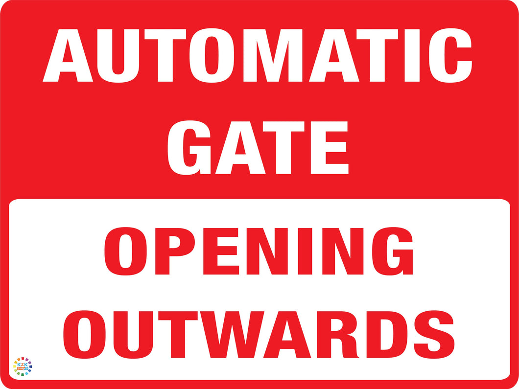 Automatic Gate - Opening Outwards Sign