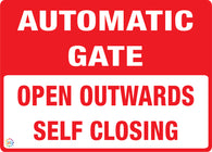 Automatic Gate - Open Outwards Self Closing Sign