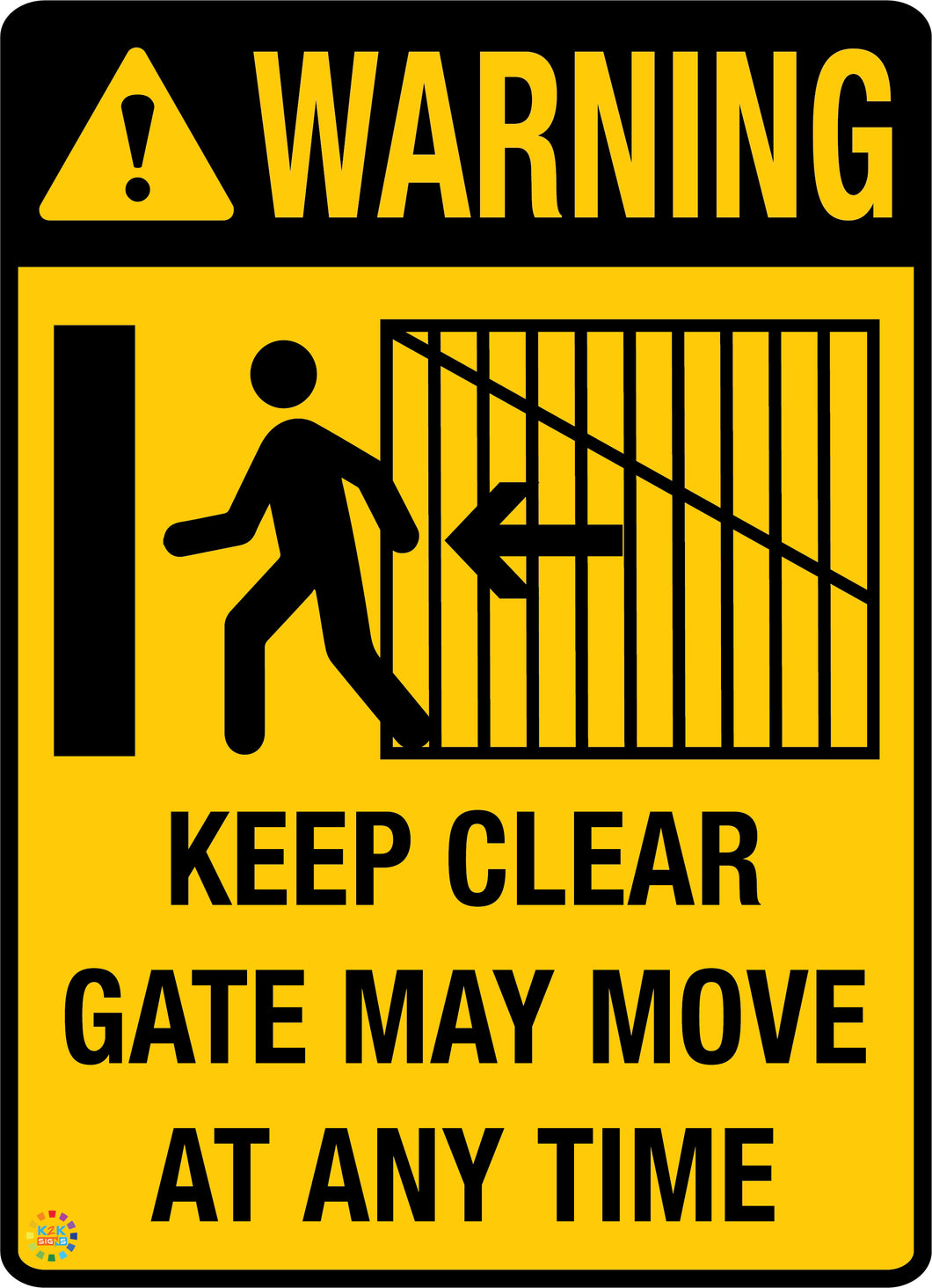 Warning<br/> Keep Clear<br/> Gate May Move At Any Time