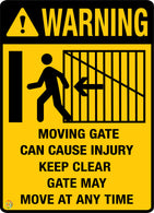 Warning Moving Gate Can Cause Injury Keep Clear