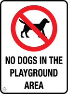 No Dogs In The Playground Area Sign