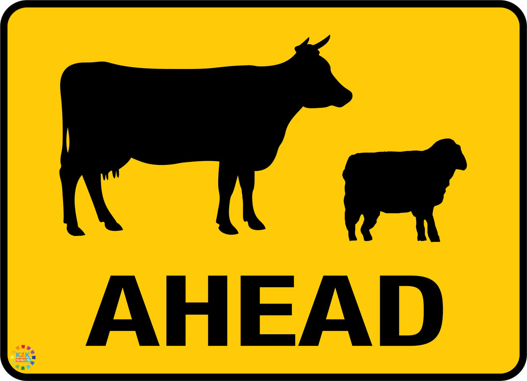 Cows/Sheep Ahead Sign